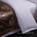Putih 1cm2cm3cm Stripe Hotel Bedsheets ditetapkan